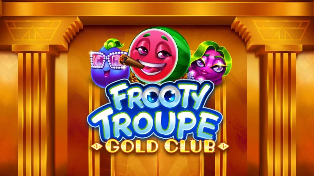 Visual mewah slot Frooty Troupe – Gold Club dengan tema emas dan buah premium